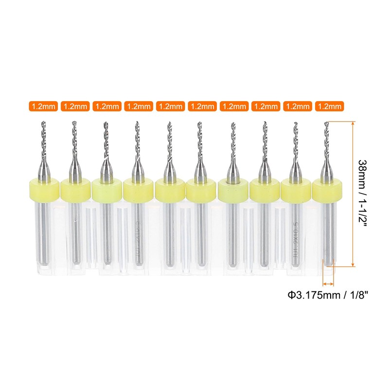 sourcing map 10pcs PCB Drill Bit Set 1/8" Shank 1.2mm