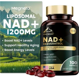 Liposomal NAD+ Supplement 1200mg with Trans Resveratrol - Boost NAD+ Levels, Energy & Anti-Aging Support - Vegan, 100 Softgels