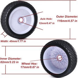 ZRRC Preglued 17mm Hex RC Buggy Truggy Wheels and Tires 1/8 Scale RC Pin Tires Wheels for 1/8 Arrma Typhon 6S 3S Losi TLR 8IGHT X/E 2.0 XT/XTE Traxxas Team Associated HPI RC Off-Road Tyres (White)