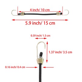 PDETVEO 4 Inch Mini Bungee Cords with Hooks, Black Elastic Bungee Cords Heavy Duty Outdoor Tarp Bungee Straps, 10PCS