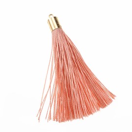 100 Pieces Bulk Bookmark Tassels with Gold Cap,Polyester Tassels for Keychain Making, Decorative Tassels for Craft Jewelry Making Earring Graduation Charms(Peach Pink)