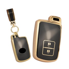 ontto Car key fob cover fit for Toyota Auris Camry RAV4 Avalon Yaris Verso 2012-2018 key holder case keyring key chain TPU Smart Key Shell protector Accessories 2 buttons Black