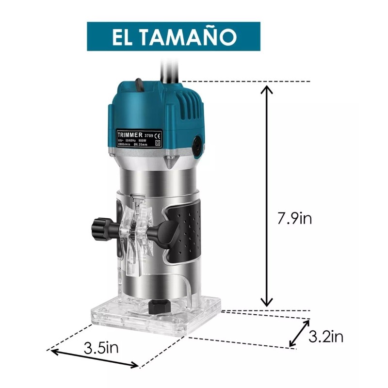 Burkey Router Madera Recortadora Rebajadora 800w 15 Brocas Carburo