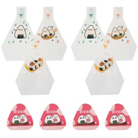 Proshopping Spam Musubi Wrapper, Onigiri Wrappers Triangle Plastic, Disposable Easy Tear Rice Ball Bags with Sticker for Kimbap, Sushi, Bento, Picnic, Snack Shop, Trip - 100Pcs, Assorted Designs