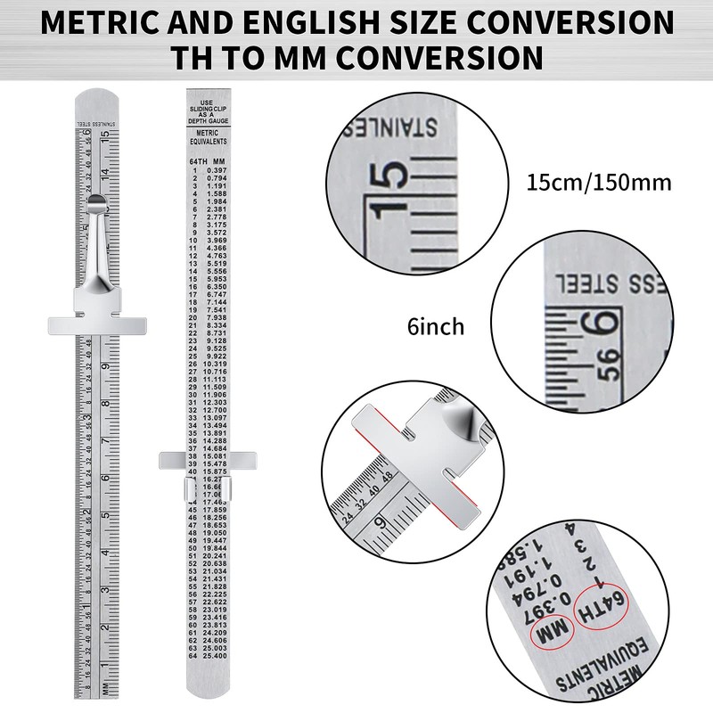 2 Pieces 6 Inch 15 cm Pocket Ruler Flexible Precision