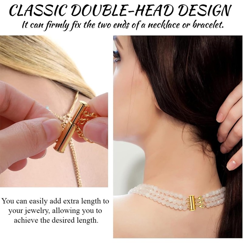 ZILZUFA Pack of 4 Chains Layering Clasp, Chain Clasp, Gold,