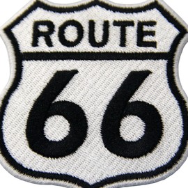 ZEGIN Aufnäher, Bestickt, Design: Route 66 Autobahn Verkehrsschild, zum Aufbügeln oder Aufnähen