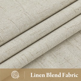 RYB HOME 100% Blackout Linen Curtains 84 inches Long 2 Panels Set, Thermal Insulated Privacy Natural Faux Linen Boho Farmhouse Curtain Panels for Living Room Bedroom, 52" W x 84" L, Beige