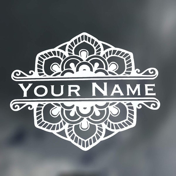 WickedGoodz Custom Mandela Flower Name Monogram Vinyl Decal - Initial