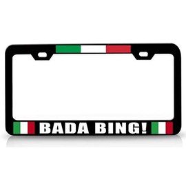Custom Brother - BADA Bing! Italian Flag Metal Car SUV Truck License Plate Frame Bl g99