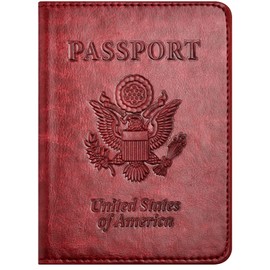 Passport and Vaccine Card Holder Combo with Vaccine Card Slot, Passport Wallet/ Cover/Case/Holder for Women and Men（AC-Wine red）