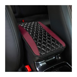 Car Center Console Cushion Pad, Universal Leather Waterproof Armrest Seat Box Cover Protector,Comfortable Car Decor Accessories Fit for Most Cars, Vehicles, SUVs (Wine Red)