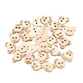 Ynxee 50 Pcs Wooden Bear Buttons with Round 2 Holes DIY Craft Sewing Buttons for Handmade Scrapbooking Art Project Home Ornament, 13mm