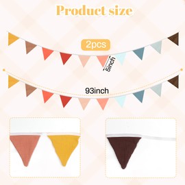 2PCS Pennant Banner Flags, Fabric Bunting Banner Nursery Garland Decor, Baby Shower Garland, Triangle Flags for Baby Boy Room, Playroom, Boho Birthday Party Decor, Each 7.75 ft (Yellow Red Blue)