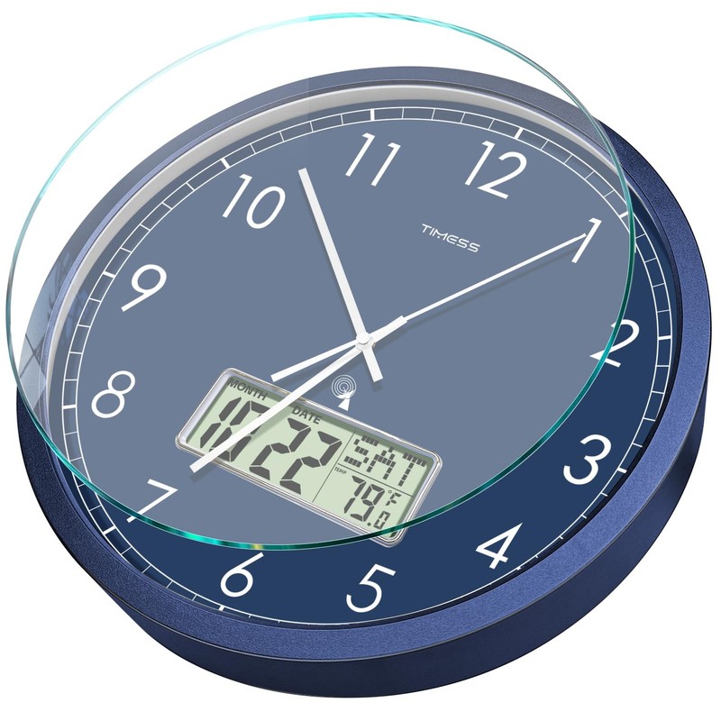 TIMESS Atomic Analog Wall Clock, WWVB Self-Setting Battery Operated 14"