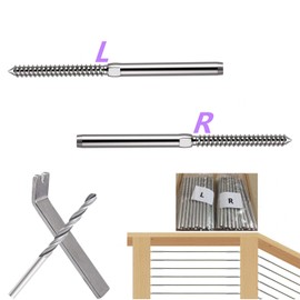 Ingpro 64 Pack AISI 316 Stainless Steel Left&Right Handed Thread Swage lag Screws for 1/8" Decking Cable Railing Kit/Hardware,Wood Post Balusters (32 Pairs)