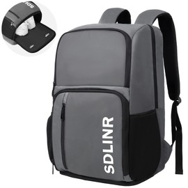 SDLINR Pickleball Bag Fits 4 to 10 Paddles, Large Pickleball Backpack with Shoe Compartment and Fence Hook, Pickle ball Gifts for Men Women (Gray)