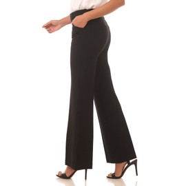 Rekucci Women's Secret Figure Pull-On Stretchy Wide Leg Dress Pant in Regular/Petite/Tall Fit (14, Black)