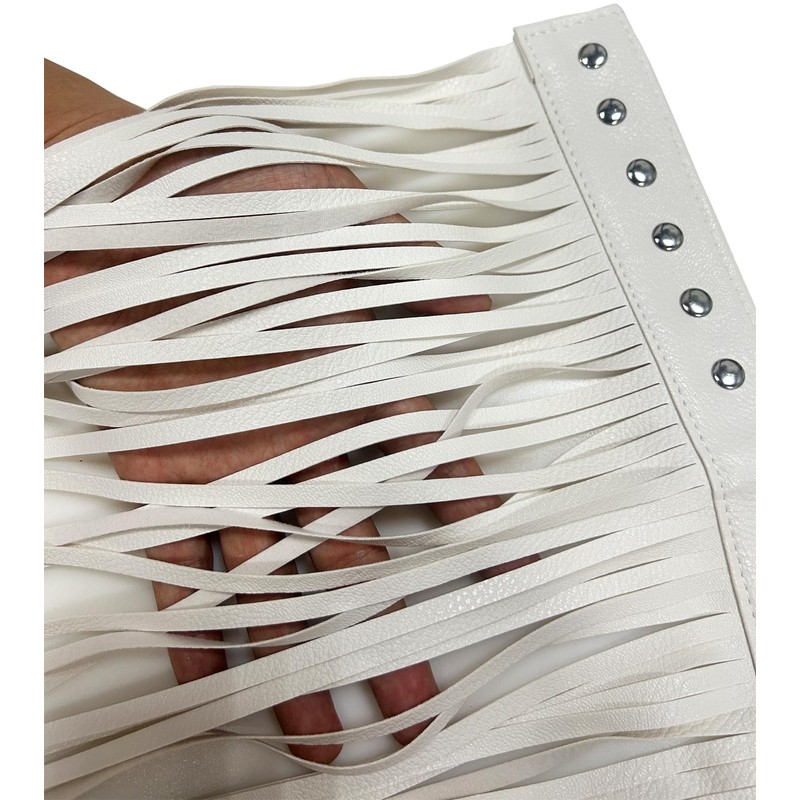 KKmeter Women PU Leather Long Fringe Skirt Waist Belt Girdle