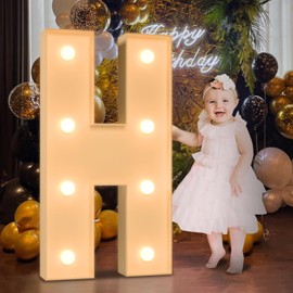 3FT Marquee Light Up Letters, Large Marquee Letters H for Party Decorations, Big Baby Letters for Baby Shower Birthday Party Decor Wedding Engagement, Mosaic Letters for Balloons Pre-Cut DIY Foamboard