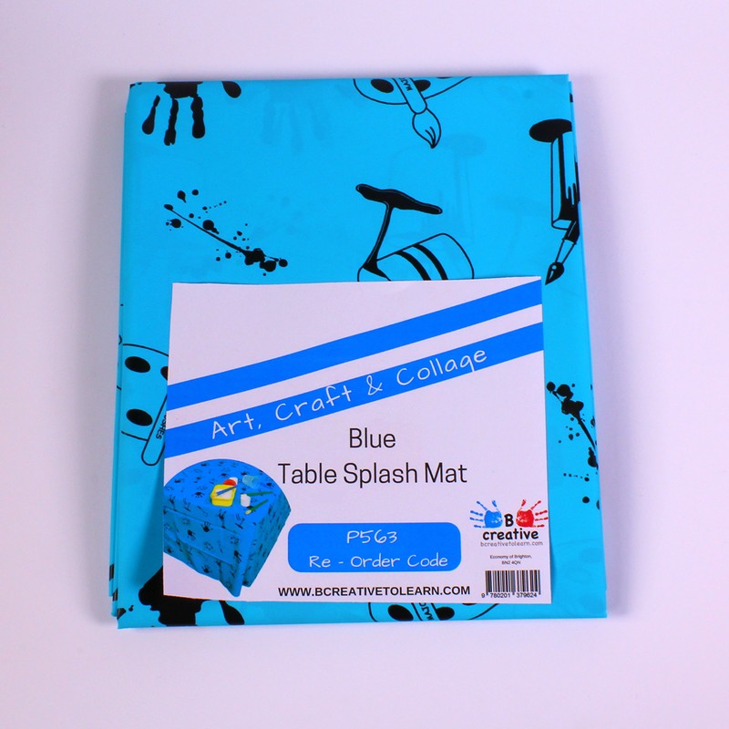 Blue Plastic Splash Mat Table Protector Paint Brush Design for
