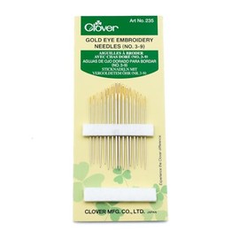Clover 235 No. 3-9 Gold Eye Embroidery Needles, Pack of 16