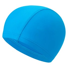 Fabric Swimming Cap Kids Comfortable Elastic Material Swimming Hat Non-slip Fabric Swim Hat Swim Caps for Long and Short Hair-Lake Blue