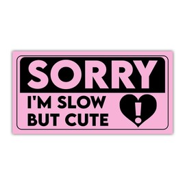 BAVAHA [7.5X3.75"] Sorry I'm Slow But Cute Bumper Sticker Bad Driver Sticker Newbie Driver Car Sticker Funny Car Signs for The Novice or Beginner Safety Sign Gifts Decoration for Car Truck Windows Laptop Auto