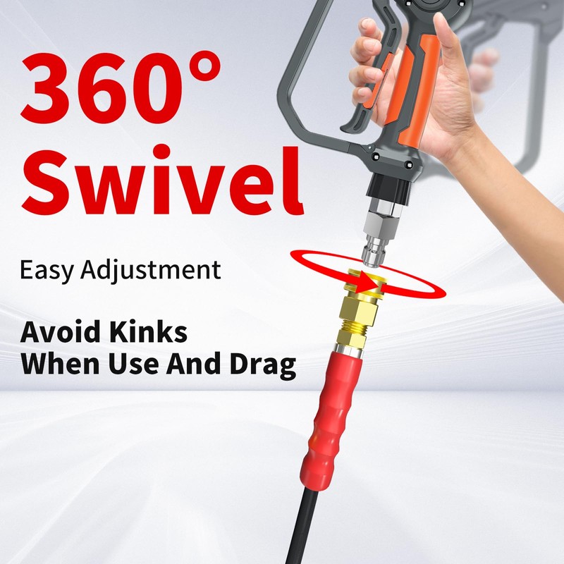 Heliwoo Pressure Washer Hose 50FT, 4800PSI Wire Braid Power Washer