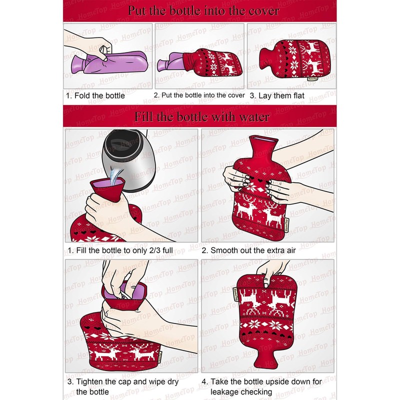 HomeTop Premium Classic Rubber Hot or Cold Water Bottle with