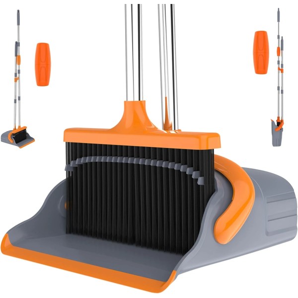 Broom and Dustpan Set with 52" Long Handle Broom with