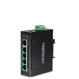 TRENDnet 5-Port Hardened Industrial Unmanaged Gigabit Switch, TI-PG50, 10/100/1000Mbps, DIN-Rail Switch, 4 x Gigabit PoE+ Ports, 1 x Gigabit Port, Gigabit Ethernet Network Switch, Lifetime Protection