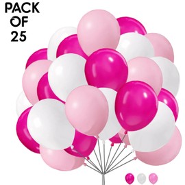 Pack of 25 Hot Pink Pastel Pink white Balloons 12 Inch Latex Balloons Set for Girls Birthday Wedding Bachelorette Baby Shower Valentines Anniversary Party Decorations
