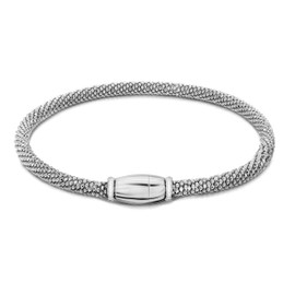 Tuscany Silver Women's Sterling Silver 8 mm Rhodium Plated Sparkle Magnetic Bracelet of Length 19 cm/7.5 Inch