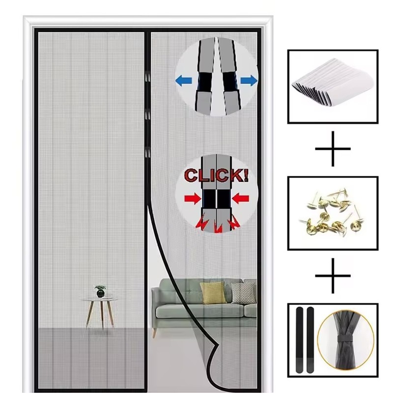 2-Pack Magnetic Door Curtain Automatic Mosquito Closing Door Screen Net