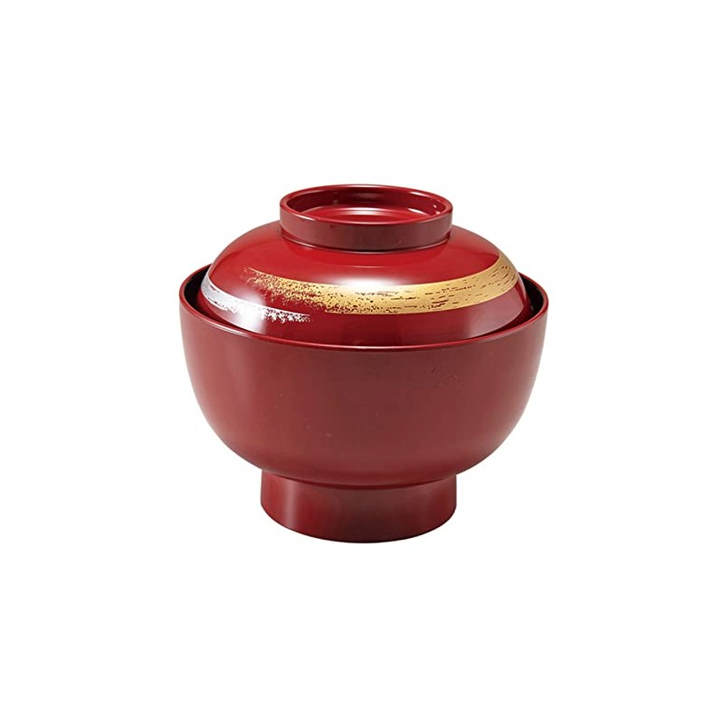 Fukui Craft 33710910 Heat Resistant Zoni Bowl, Vermilion Kasuri