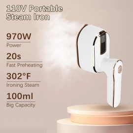 Loleik Portable Iron Steamer for Clothes, Compact Travel Size Mini Steamer,180° Fold...