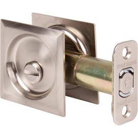 Stone Harbor Hardware Contemporary Square Pocket Door Lock, Privacy Function, 2-3/4" Backset, Satin Nickel