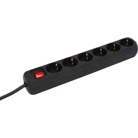 UNITEC Table Socket 6-Way with Switch, Power Strip, 1.4 m Cable, Black