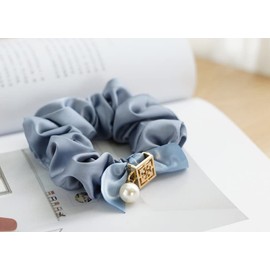 Elegant Floral Chiffon Hair Tie for Women – Soft and Stylish Scrunchie, Feminine Hair Accessory (3-Blue&Blue&Blue)