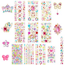 Diamond Stickers Kids Craft Gem Stickers 10 Pieces Gemstone Rhinestone DIY Craft Organiser Colourful Decorations