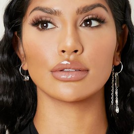 W WEILIRIAN Chain Dangle Earrings for Teenagers Girls Long Chain Earrings Silver Open Hoop Earrings Circle Hoop Earrings Punk Asymmetrical Earrings Jewellery for Women Gifts, Alloy Steel