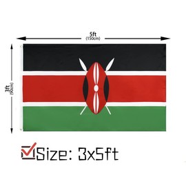 3x5 Ft Kenya Flag Large Flag Of Kenya 90 X 150cm With 2 Brass Grommets Kenya National Flag For Party Festival Procession Celebration Sport Activities Garden Home Indoor Outdoor Decoration