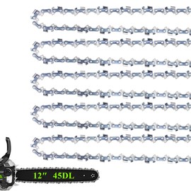 Haojili 12 Inch Chainsaw chain 3/8" LP Pitch .043" Gauge 45 Drive Links，5 Pack Replacement Chainsaw Fits ECHO CS-280,CS-3000,ECS-2000,and More