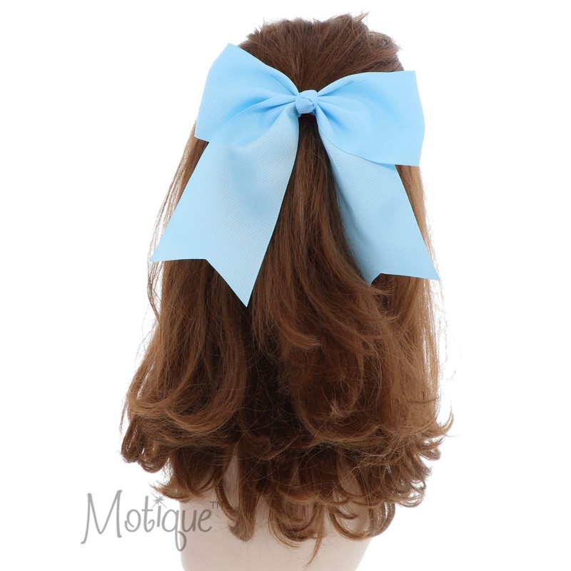 Sky Blue Jumbo Bow Clip with Tails