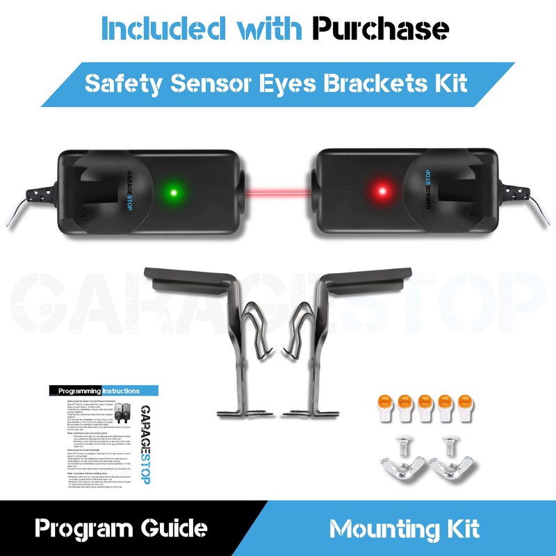 Garage Stop 41A5034 Safety Sensors Eyes & Brackets Kit, Compatible