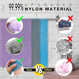Ujfqbh Piezas Red Exfoliante Africana Esponja Larga Baño Corporal Ducha Espalda Suavizante Piel Uso Diario Morado Gris Azul