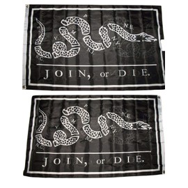 JumpingLight 3x5 Join or Die Gadsden Black White 2 Faced Double Sided 2-ply Polyester Flag - Quality Flags