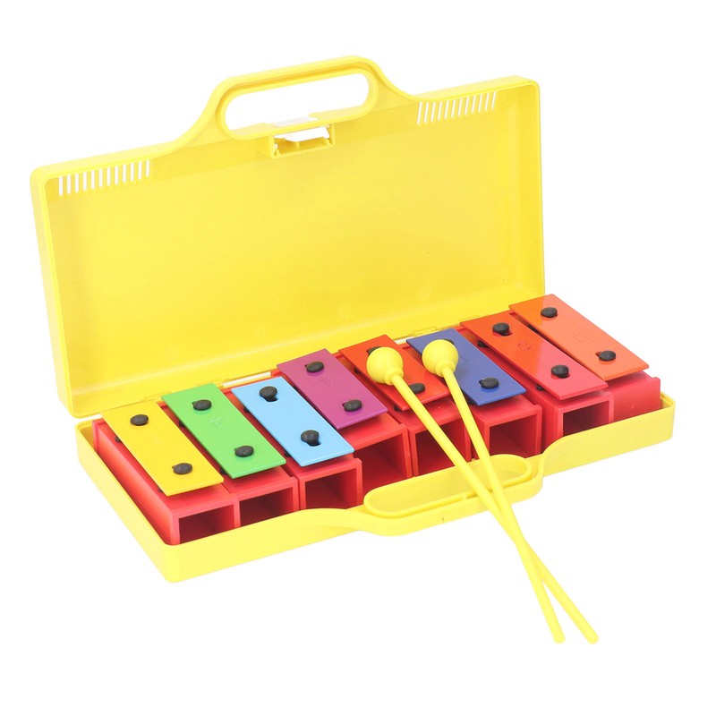 8 Note Colorful Resonator Bells with Case Removable Plates Plastic