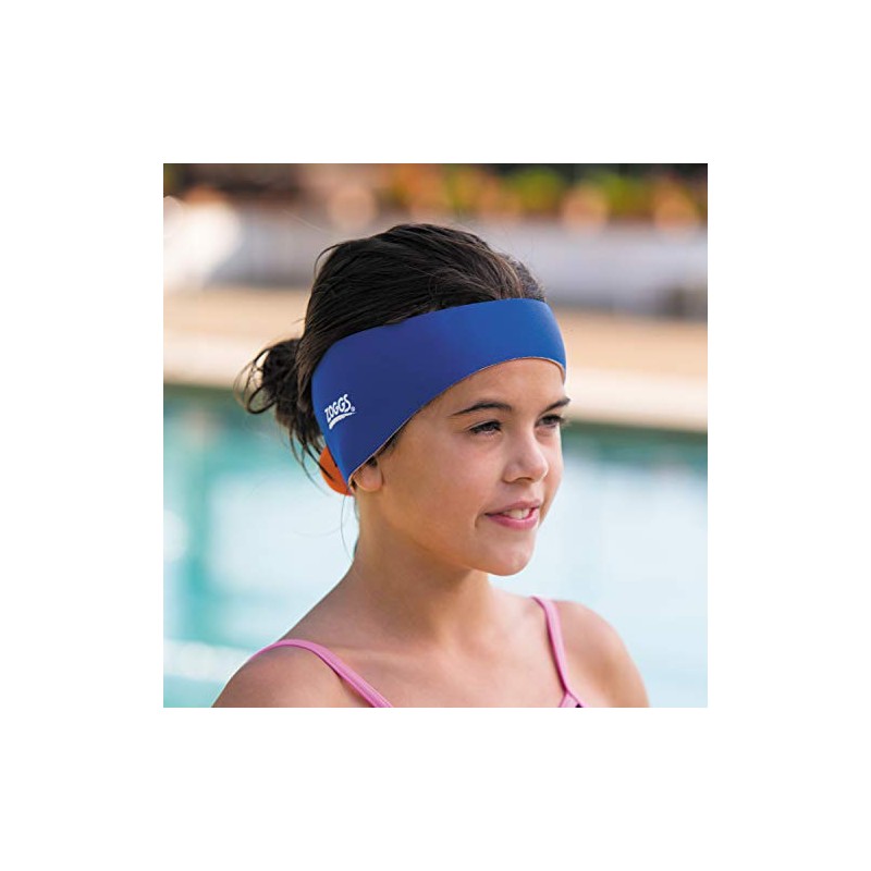 Zoggs Kids' Swimming Ear Band, Blue/Orange, Small/Medium